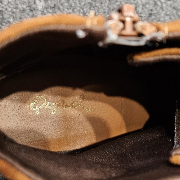 Qupid Sorrento Faux Suede Chestnut Lace Up Chunky Heel Lug Sole Boot Sz 8 - Picture 6 of 9